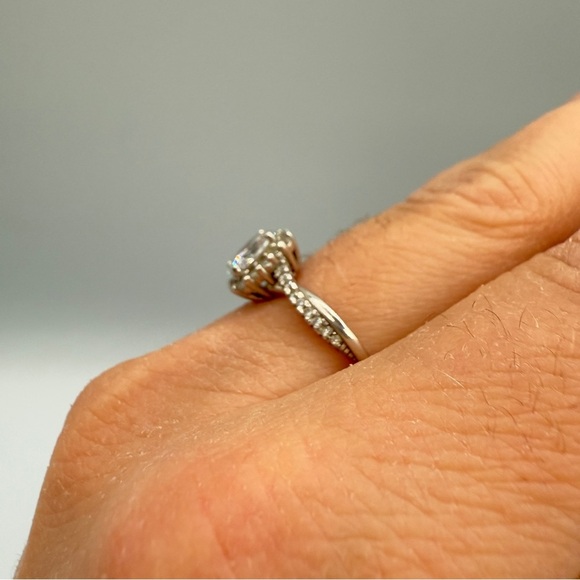 Faux Engagement Glamour Ring Marked 925 with CZ Stones - Size 8 - Picture 6 of 17